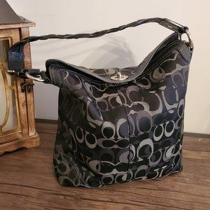 Coach Black/Grey Optic Signature Chelsea Woven Hobo bag